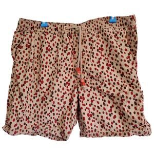 Urban Outfitters Koto Polka Dot Patterned Board Shorts Tan Red Black Size XL
